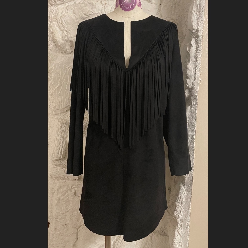 NWT Zara Faux Suede Fringe Mini Dress